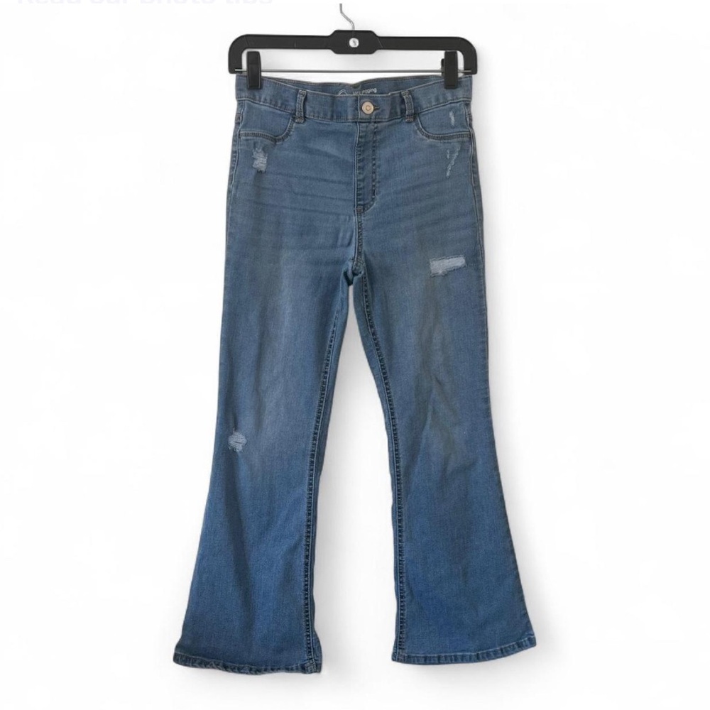 Girls Large Size 10/12 Wonder Nation Wide Leg Flare Blue Denim Jeans Pants
